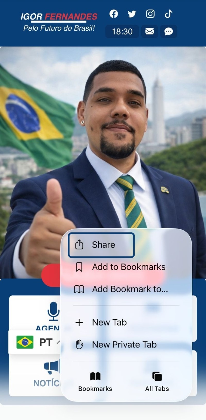 Imagem ilustrativa do passo 2 para instalação no iOS